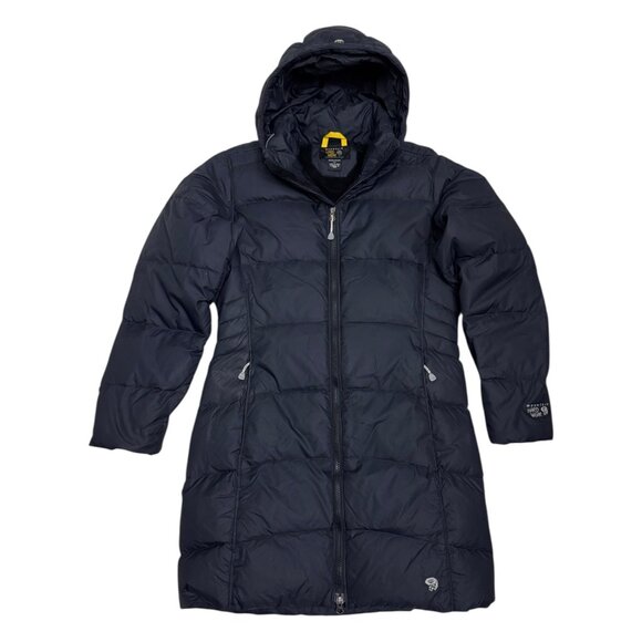 MOUNTAIN HARDWEAR Down Fill Black Winter Long Puffer Parka Coat Jacket Womens S - Picture 1 of 9